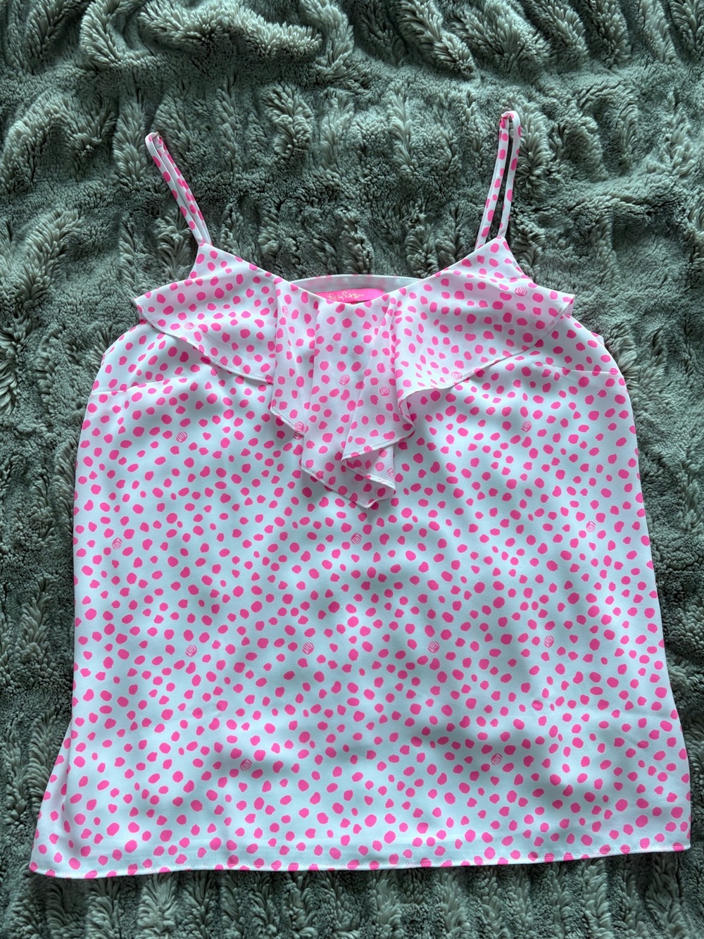 Lilly Pulitzer Karmen Polka Dot Ruffle Cami Tank